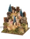 Paesaggio per presepe con casette illuminate cm 25x24x30,5 h