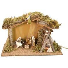 Capanna completa di Natività serie Landi 10 cm con fuoco