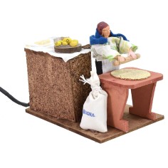 Pastaia con mattarello in movimento cm 12 Mondo Presepi 2