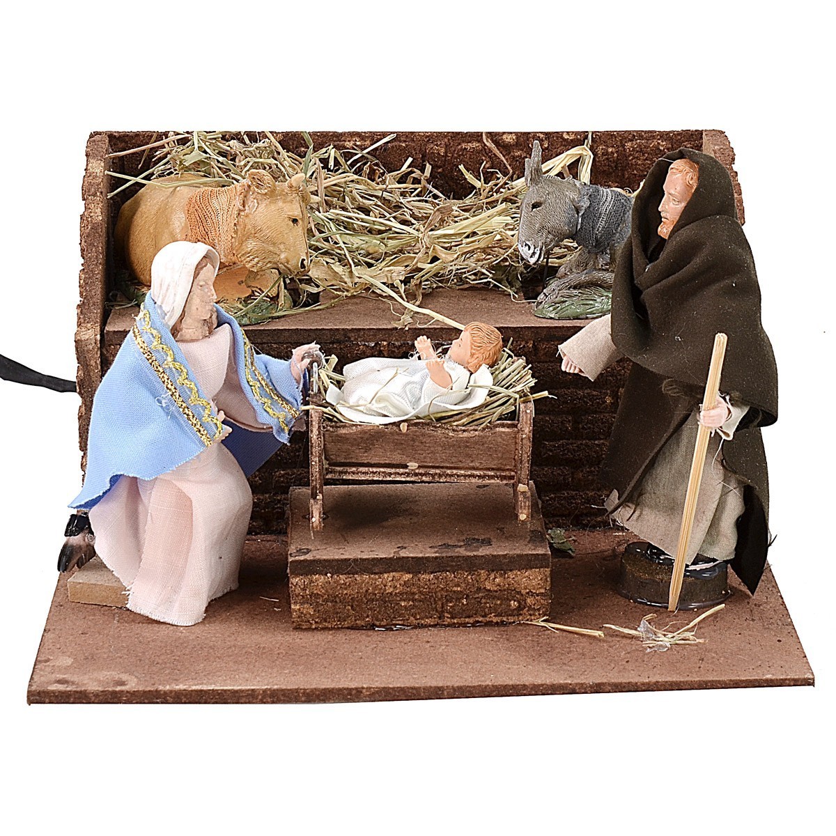 Joy Christmas Natività In Movimento 23x18 Cm, Per Presepe, Terracotta Caltagirone, Made In Italy, Con Motorino, Personaggi 10 Cm