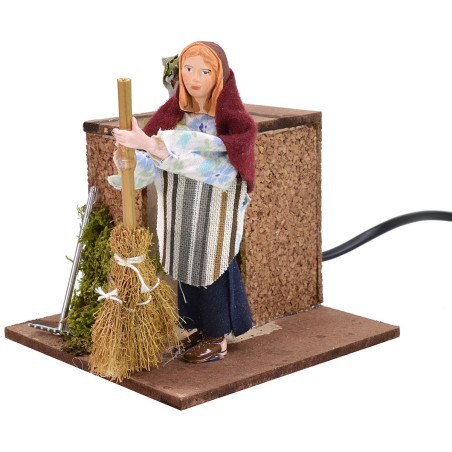 Palestinian woman with broom in motion 12 cm