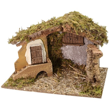 Capanna con finestra e scalinata cm 40x23x25,6 h Mondo Presepi
