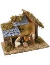 Cabaña para belén de 32x17x24,6 cm de alto con Natividad serie Landi de 10 cm.