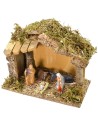 Hut with window cm 23.5x12x19 h with Nativity series Landi 8 cm
