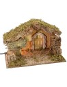 Cabaña con granero de 39,5x22,7x25 cm h con luz que funciona