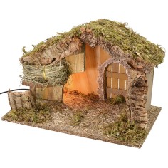 Hut with barn 39.5x22.7x25 h cm with mains operated light 2