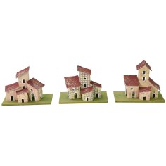 Juego de 3 casitas para pesebre de 10x5x8 cm de altura.