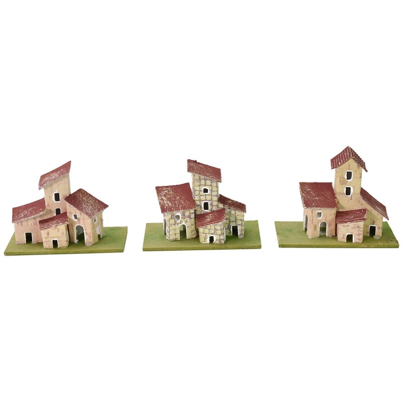 Set of 3 houses for creche 10x5x8 cm h.