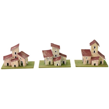 Juego de 3 casitas para pesebre de 10x5x8 cm de altura.