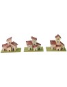 Juego de 3 casitas para pesebre de 10x5x8 cm de altura.