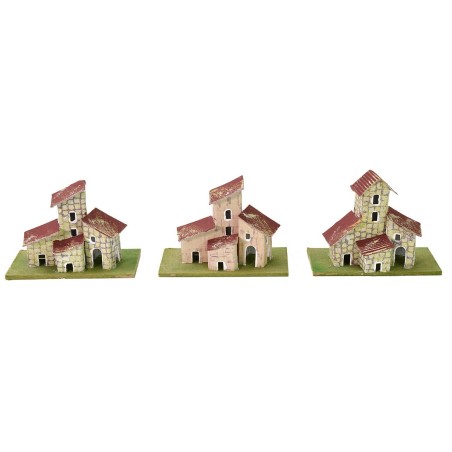 Juego de 3 casitas para pesebre de 10x5x8 cm de altura.