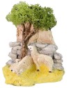 Rebaño de ovejas en el pastoreo con árbol para belén cm 12x8x13