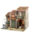 Casita de campo iluminada a corriente con animales y pozo cm