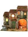 Casita de campo iluminada a corriente con animales y pozo cm