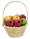 Cesta de mimbre con manzanas surtidas ø 3,6x5,5 h cm