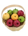 Cesta de mimbre con manzanas surtidas ø 3,6x5,5 h cm