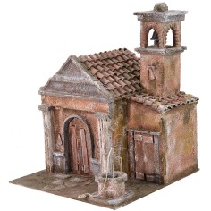 Iglesia con pozo y campanario cm 29x29x37 h para estatuas de cm