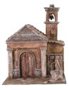 Chiesa con pozzo e campanile cm 29x29x37 h per statue da cm 10