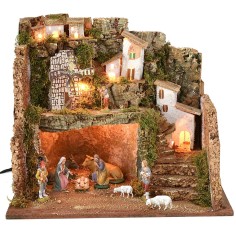 Pesebre iluminado con molino de viento de 45x30x37,5 cm h 2