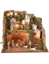 Pesebre iluminado con molino de viento de 45x30x37,5 cm h