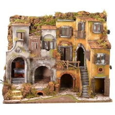 Neapolitan village in 18th century style illuminated with working oven cm 2