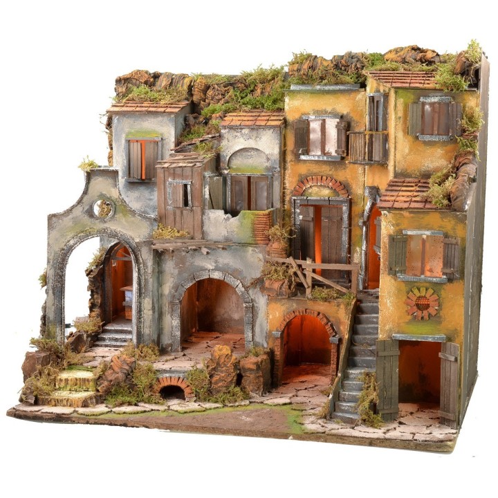 18th-century Neapolitan village style illuminated with working oven cm