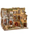 Illuminated Neapolitan nativity scene complete with Landi
