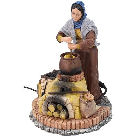 Polenta de 30 cm en movimiento con efecto y fuego Mundo Pesebres