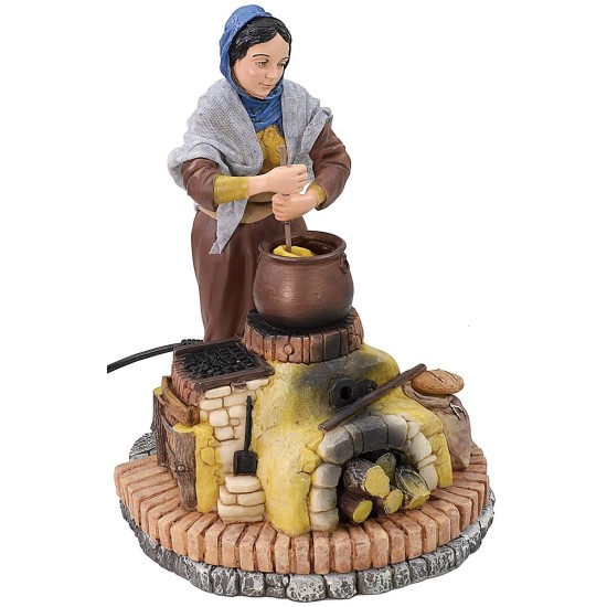 Polentaia 30 cm in movimento con effetto e fuoco Mondo Presepi