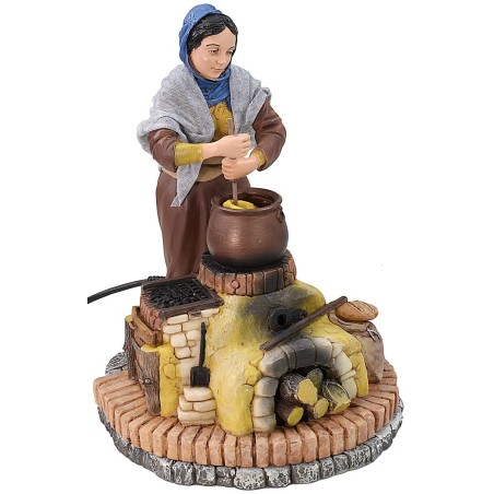 Polentaia 30 cm in movimento con effetto e fuoco Mondo Presepi