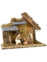 Cabaña para belén de 32x17x24,6 cm de alto con Natividad serie Landi de 10 cm.
