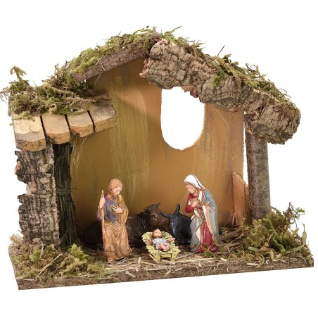 Hut with window cm 23.5x12x19 h with Nativity series