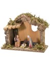 Hut with window cm 23.5x12x19 h with Nativity series Landi 8 cm