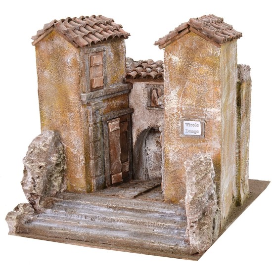 Borgo con vicolo in effetto prospettico cm 31,5x39x31 h Mondo