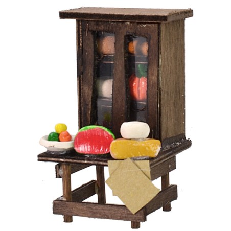 Credenza in legno con cibo cm 6x6x10 h Mondo Presepi