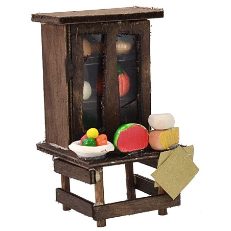 Aparador de madera con comida cm 6x6x10 h Mundo Pesebres