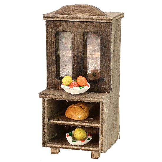Aparador de madera con comida cm 4x4x8 h Mundo Pesebres