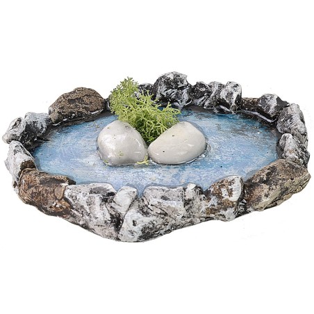 Estanque pequeño con resina efecto agua cm 13x12x2 h Mundo Pesebres