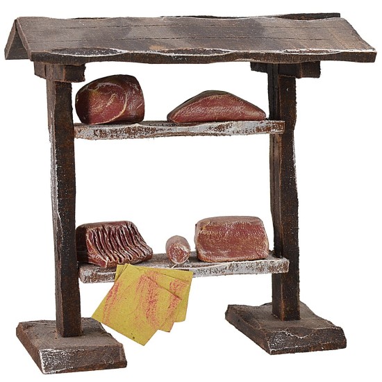 Market stall with meats cm 10x6.5x10.5 h for Nativity scene