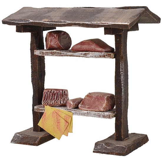 Market stall with meats cm 10x6.5x10.5 h for Nativity scene