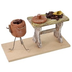 Bench with chestnuts cm 13x6x7,5 h for statues 12 cm