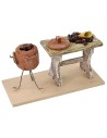 Banco con castañas de 13x6x7,5 cm de altura para estatuas de 12
