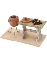Bench with chestnuts cm 13x6x7,5 h for statues 12 cm