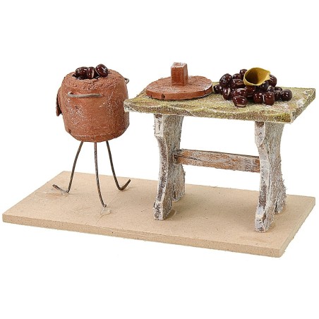 Bench with chestnuts cm 13x6x7,5 h for statues 12 cm