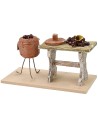 Banco con castañas de 13x6x7,5 cm de altura para estatuas de 12