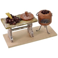 Bench with chestnuts 11.5x5x6.5 cm h for statues 10 cm