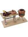 Banco con castagne cm 11,5x5x6,5 h per statue cm 10 Mondo