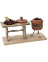 Banco con castagne cm 11,5x5x6,5 h per statue cm 10 Mondo