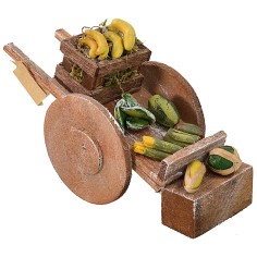 Carrito con frutas y verduras para Belén de 5,5x13,5x5,5 cm h