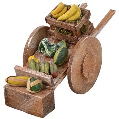 Carretto con frutta e verdura per Presepe cm 5,5x13,5x5,5 h 2